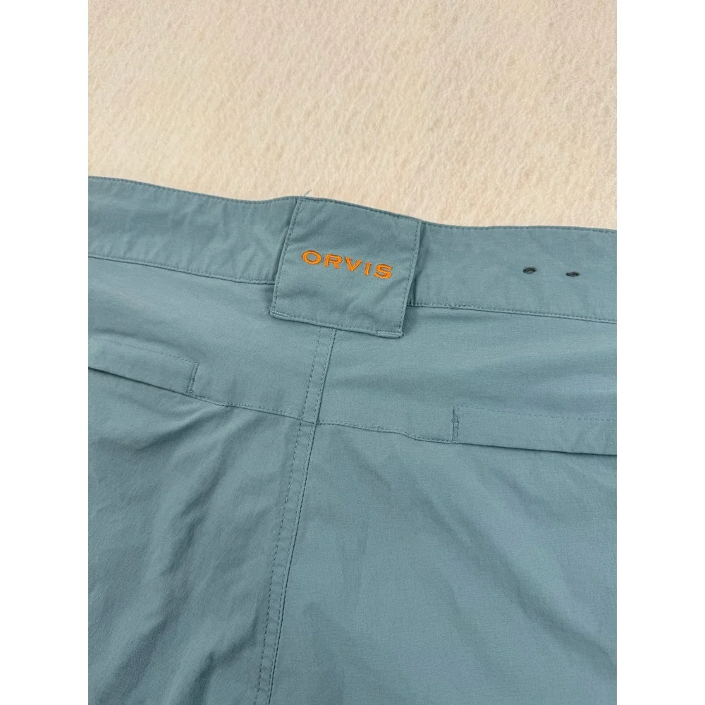 Orvis Men XL Teal Nylon/Spandex Outdoor Hiking Performance Cargo Shorts Gorpcore